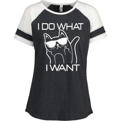 I Do What I Want Funny Cat Enza Ladies Jersey Colorblock Tee