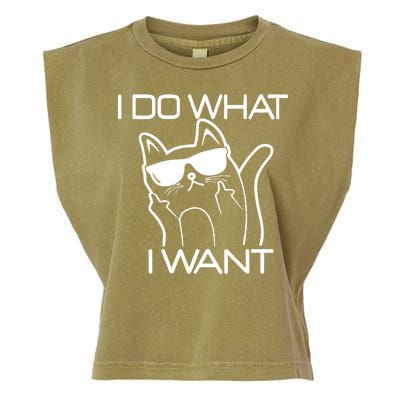 I Do What I Want Funny Cat Garment-Dyed Women's Muscle Tee