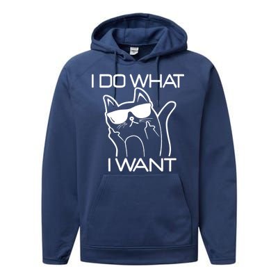 I Do What I Want Funny Cat Performance Fleece Hoodie