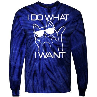 I Do What I Want Funny Cat Tie-Dye Long Sleeve Shirt