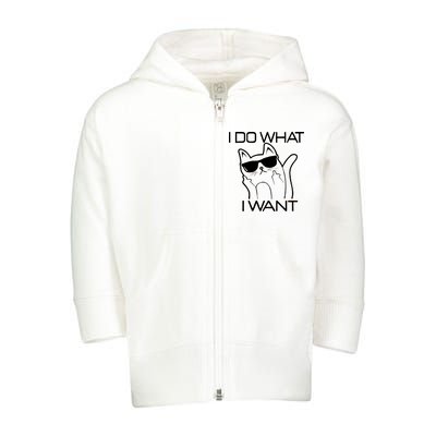 I Do What I Want Funny Cat Toddler Zip Fleece Hoodie