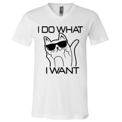 I Do What I Want Funny Cat V-Neck T-Shirt