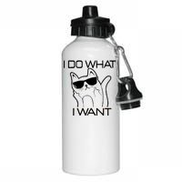 I Do What I Want Funny Cat Aluminum Water Bottle