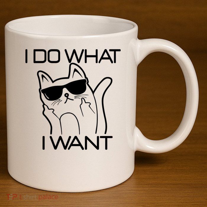 I Do What I Want Funny Cat 11oz C Handle Ceramic Mug