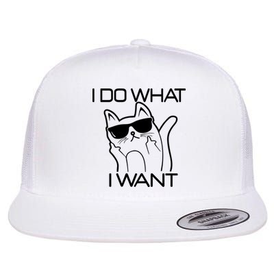 I Do What I Want Funny Cat Flat Bill Trucker Hat