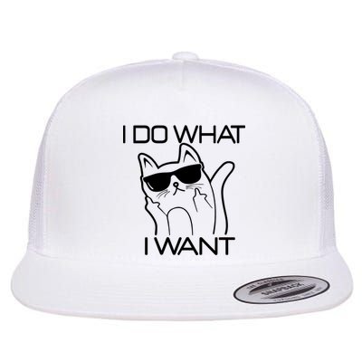 I Do What I Want Funny Cat Flat Bill Trucker Hat