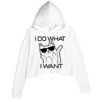 I Do What I Want Funny Cat Crop Fleece Hoodie