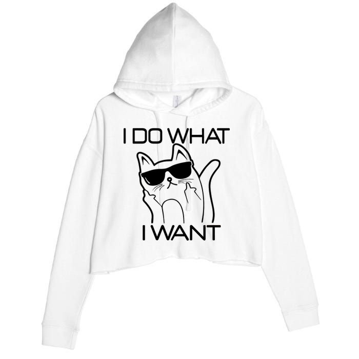 I Do What I Want Funny Cat Crop Fleece Hoodie