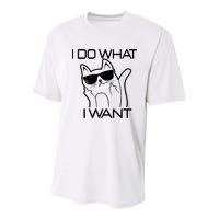I Do What I Want Funny Cat Youth Performance Sprint T-Shirt