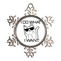 I Do What I Want Funny Cat Metallic Star Ornament