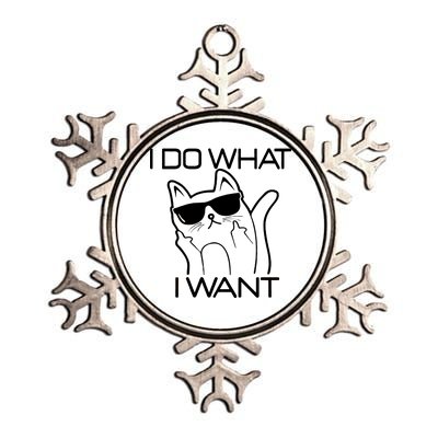 I Do What I Want Funny Cat Metallic Star Ornament