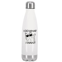 I Do What I Want Funny Cat Stainless Steel Insulated Water Bottle