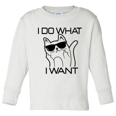 I Do What I Want Funny Cat Toddler Long Sleeve Shirt