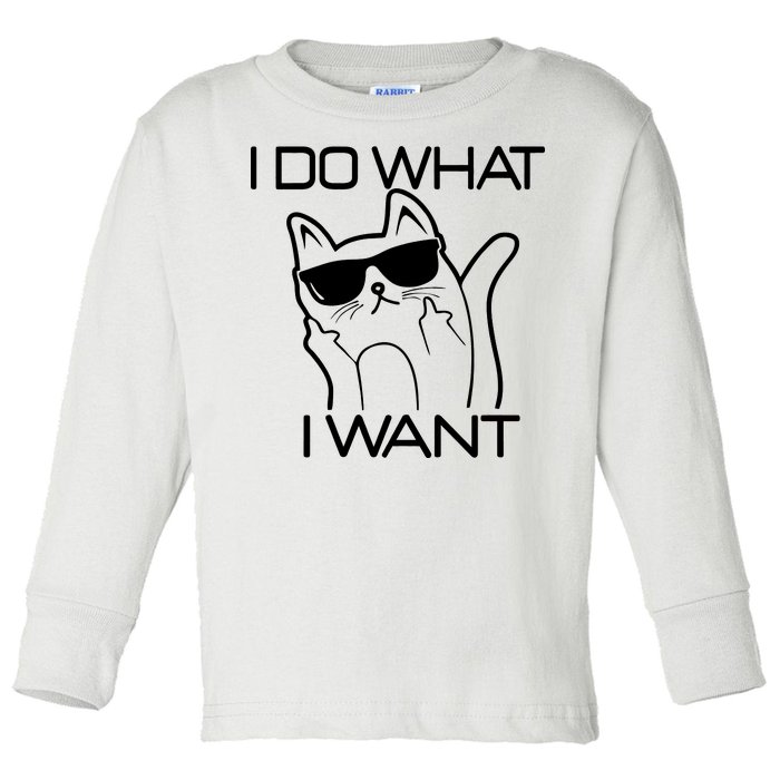 I Do What I Want Funny Cat Toddler Long Sleeve Shirt