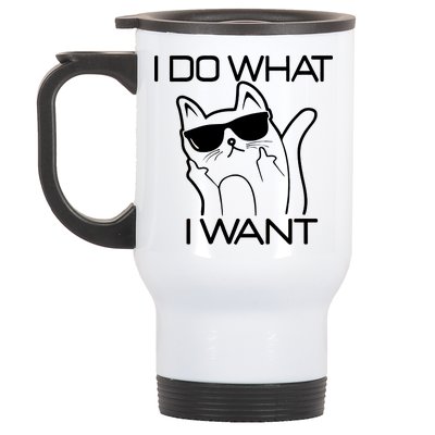 I Do What I Want Funny Cat Stainless Steel Travel Mug