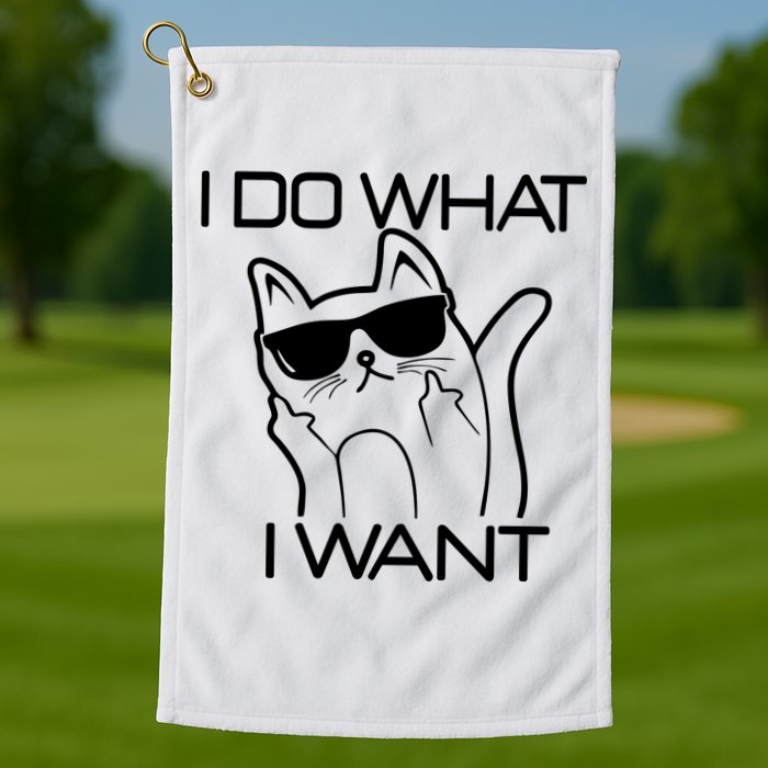 I Do What I Want Funny Cat Golf Towel