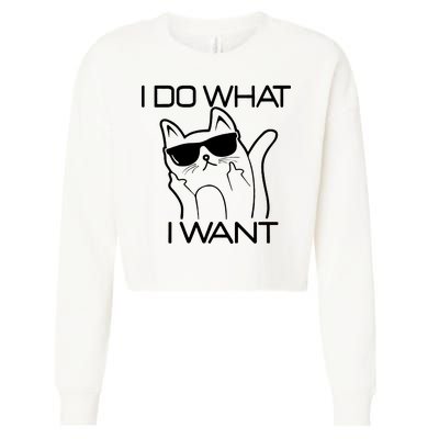 I Do What I Want Funny Cat Cropped Pullover Crew