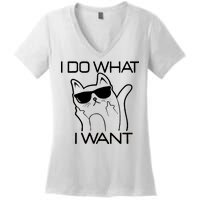 I Do What I Want Funny Cat Women's V-Neck T-Shirt