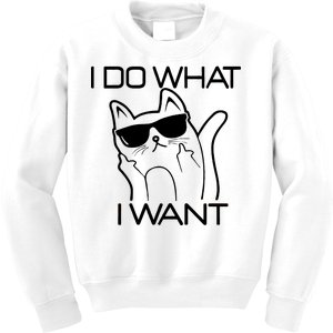 I Do What I Want Funny Cat Kids Sweatshirt