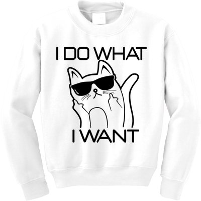 I Do What I Want Funny Cat Kids Sweatshirt