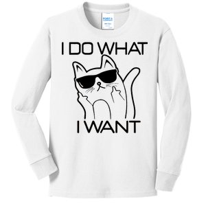 I Do What I Want Funny Cat Kids Long Sleeve Shirt