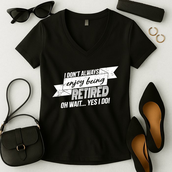I Don't Always Enjoy Being Retired.Oh Wait Yes I Do Women's V-Neck T-Shirt