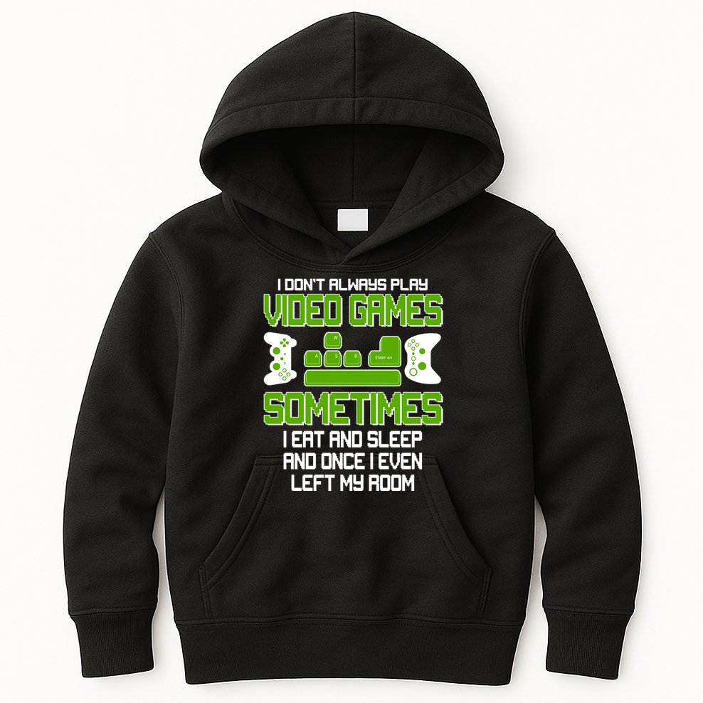 I Don't Always Play Video Games Gamer Kids Hoodie