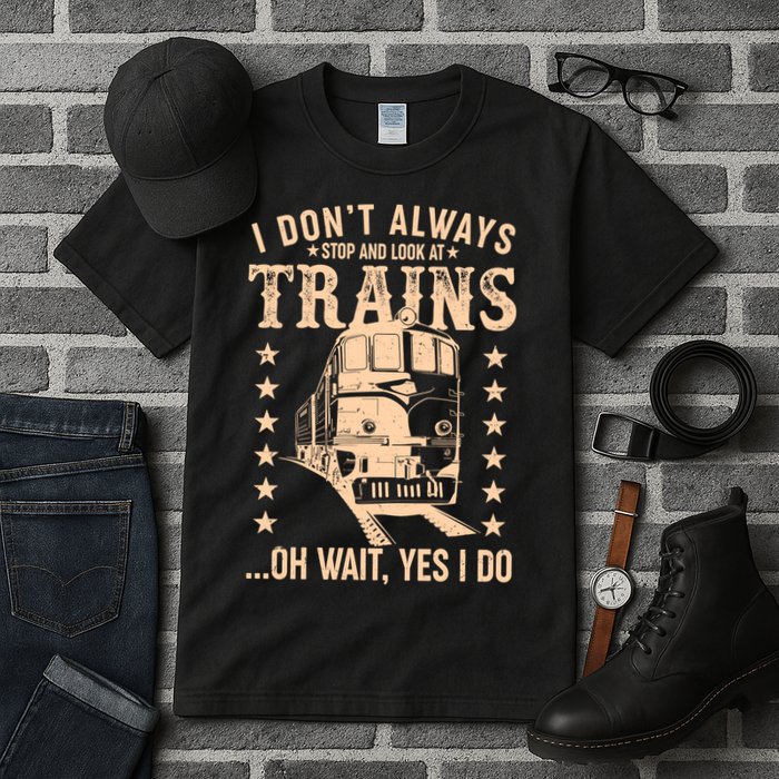 I Don't Always Stop And Look At Trains Oh Wait Yes I Do Tall T-Shirt