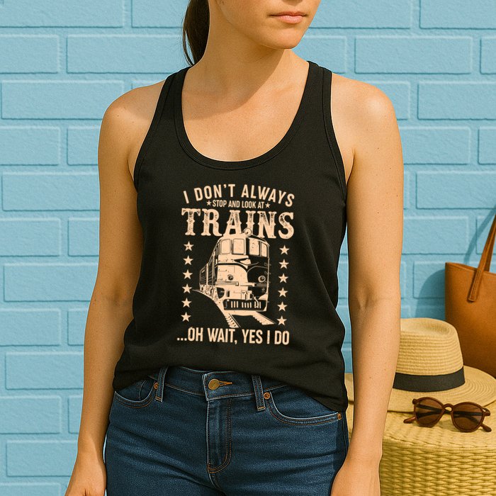 I Don't Always Stop And Look At Trains Oh Wait Yes I Do Womens Tank Top