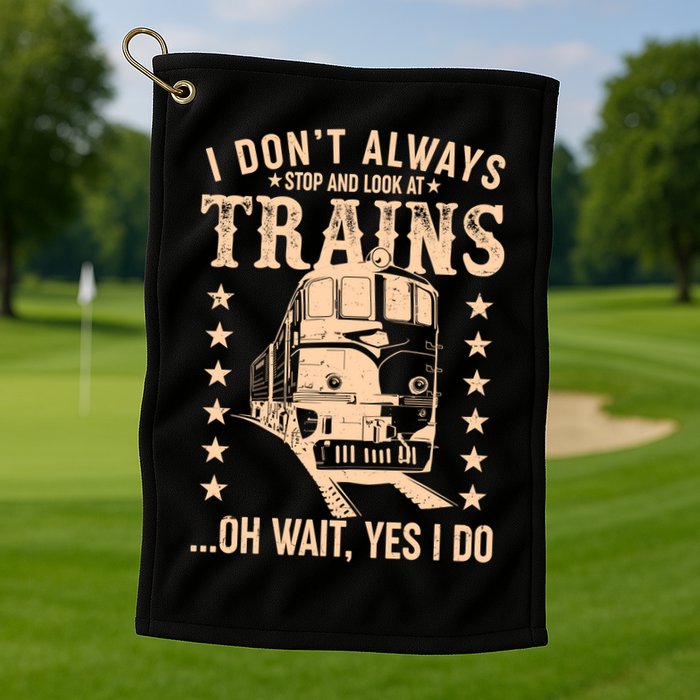 I Don't Always Stop And Look At Trains Oh Wait Yes I Do Golf Towel