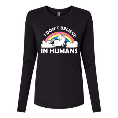 I Don't Believe In Humans Womens Cotton Relaxed Long Sleeve T-Shirt