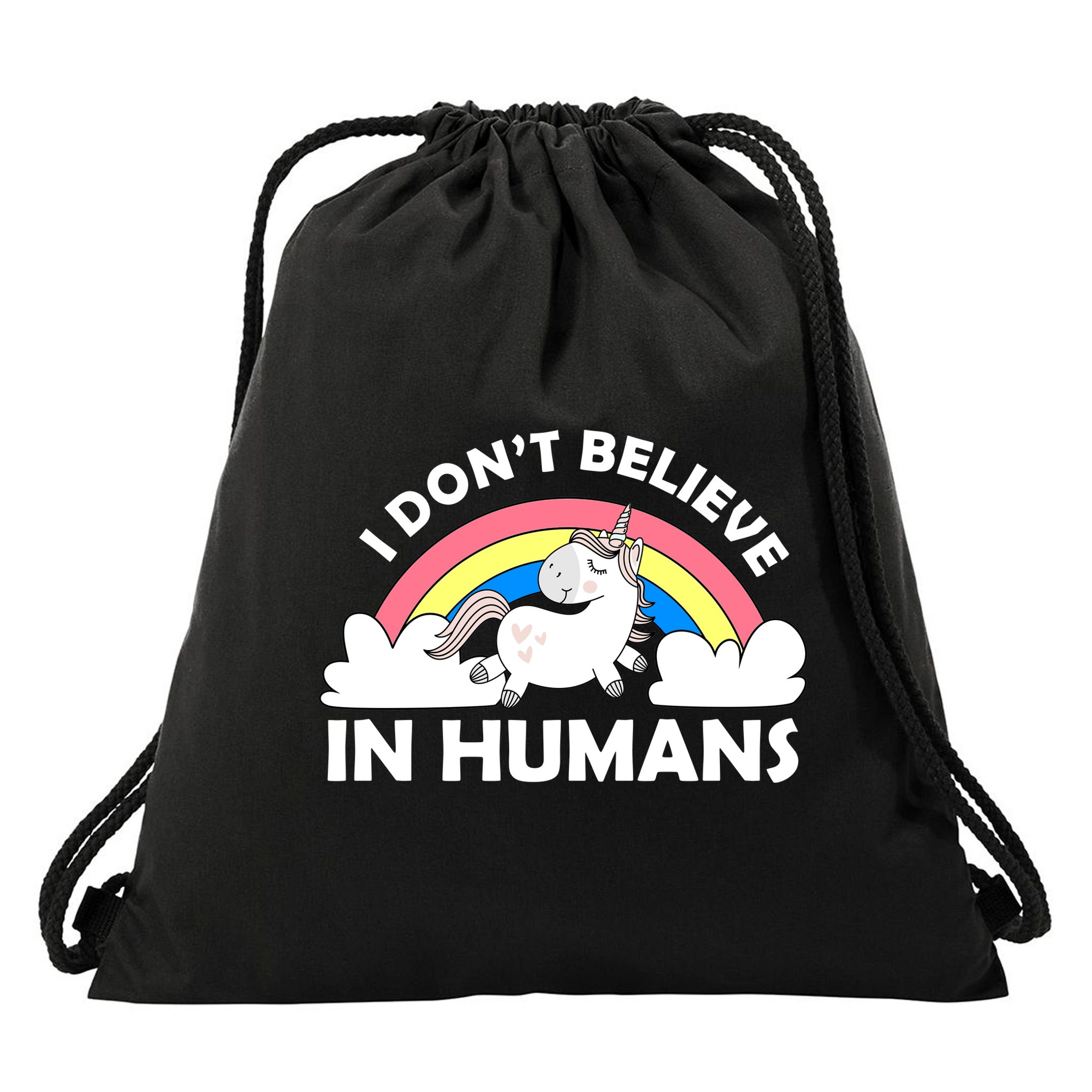 I Don't Believe In Humans Drawstring Bag
