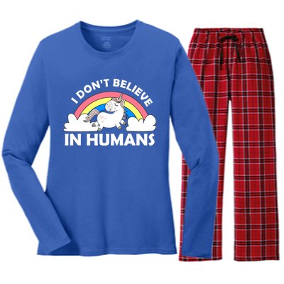 I Don't Believe In Humans Women's Long Sleeve Flannel Pajama Set 