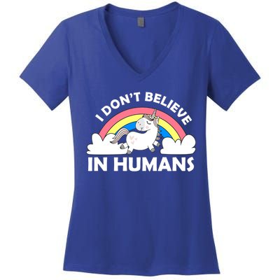 I Don't Believe In Humans Women's V-Neck T-Shirt