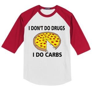 I Don't Do Drugs I Do Carbs Kids Colorblock Raglan Jersey