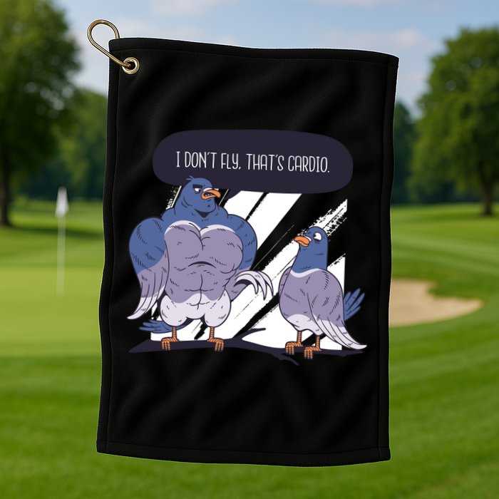 I Don't Fly That's Cardio Pigeon Funny Golf Towel