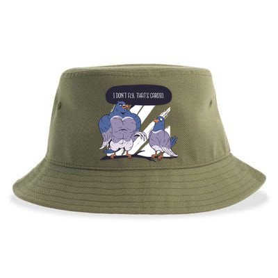 I Don't Fly That's Cardio Pigeon Funny Sustainable Bucket Hat