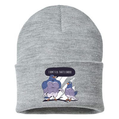 I Don't Fly That's Cardio Pigeon Funny Sustainable Knit Beanie