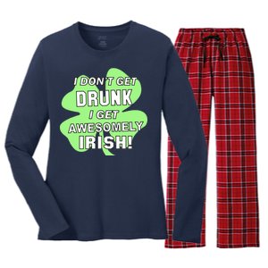 I Don't Get Drunk I get Awesomely Irish Women's Long Sleeve Flannel Pajama Set 