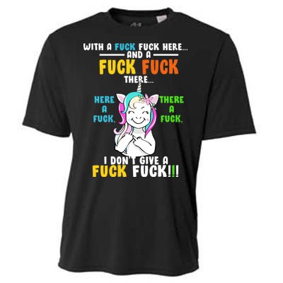 I Don't Give A Fuck Fuck Offensive Funny Unicorn Cooling Performance Crew T-Shirt