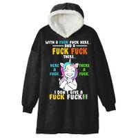 I Don't Give A Fuck Fuck Offensive Funny Unicorn Hooded Wearable Blanket