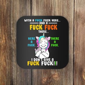 I Don't Give A Fuck Fuck Offensive Funny Unicorn Coaster