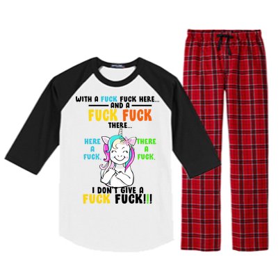 I Don't Give A Fuck Fuck Offensive Funny Unicorn Raglan Sleeve Pajama Set