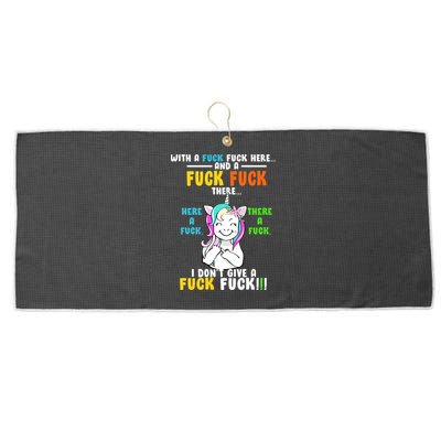 I Don't Give A Fuck Fuck Offensive Funny Unicorn Large Microfiber Waffle Golf Towel