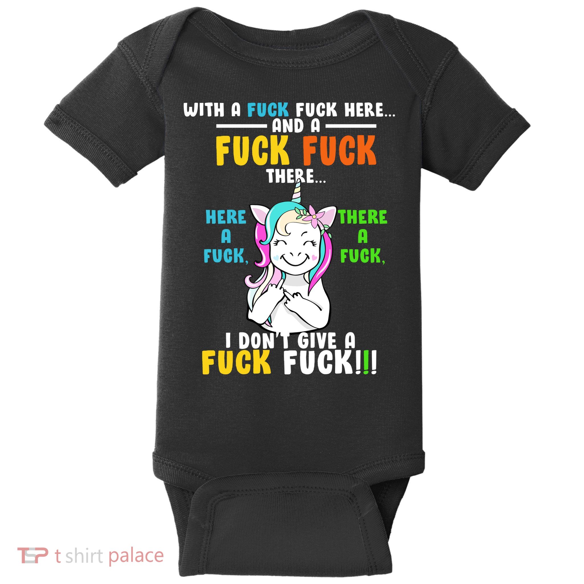I Don't Give A Fuck Fuck Offensive Funny Unicorn Baby Bodysuit