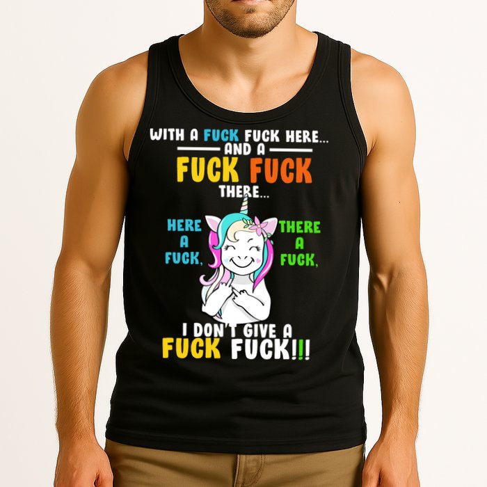I Don't Give A Fuck Fuck Offensive Funny Unicorn Tank Top