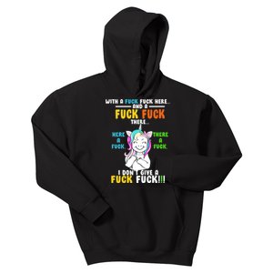 I Don't Give A Fuck Fuck Offensive Funny Unicorn Kids Hoodie