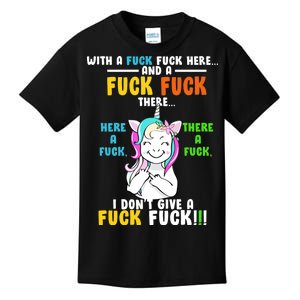 I Don't Give A Fuck Fuck Offensive Funny Unicorn Kids T-Shirt