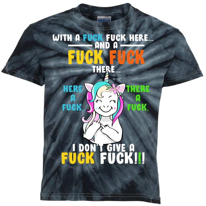 I Don't Give A Fuck Fuck Offensive Funny Unicorn Kids Tie-Dye T-Shirt