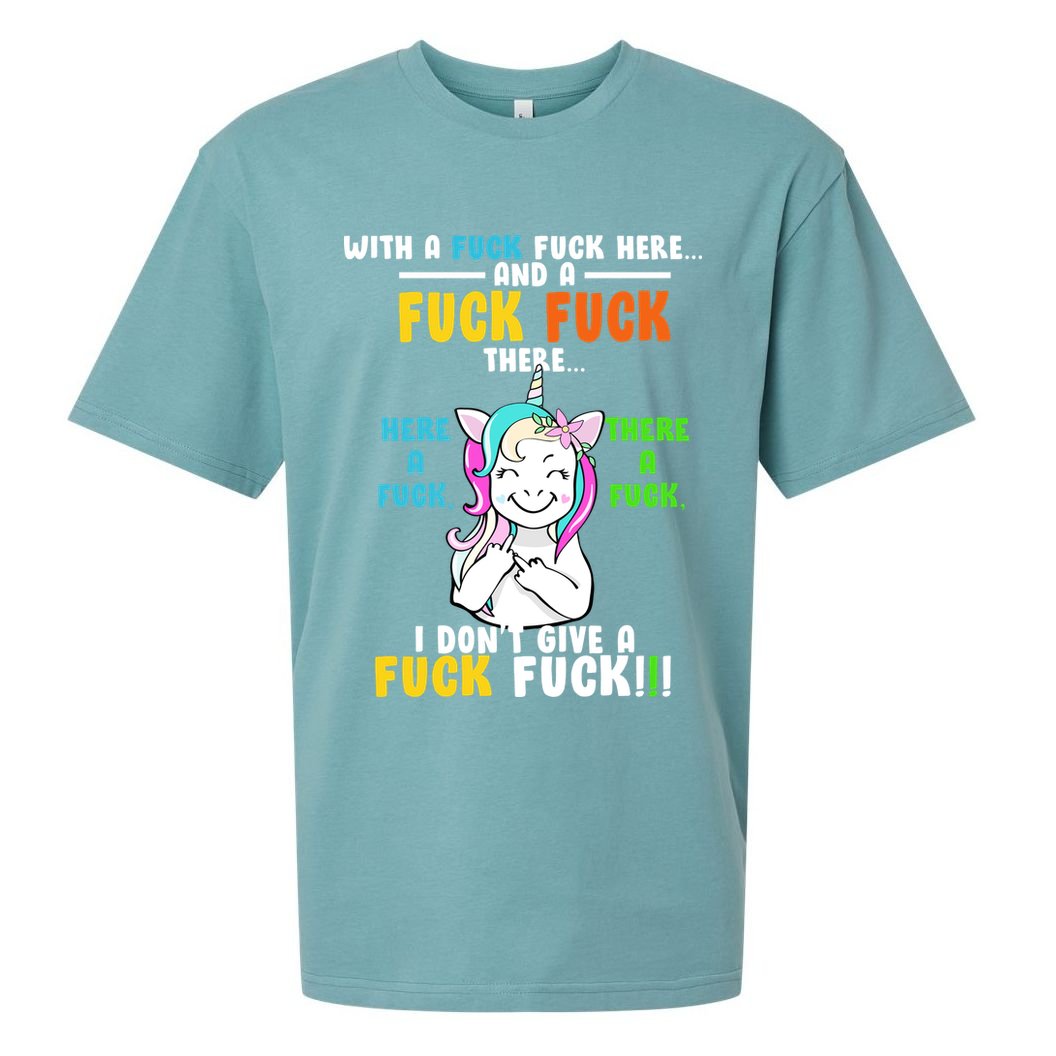 I Don't Give A Fuck Fuck Offensive Funny Unicorn Sueded Cloud Jersey T-Shirt